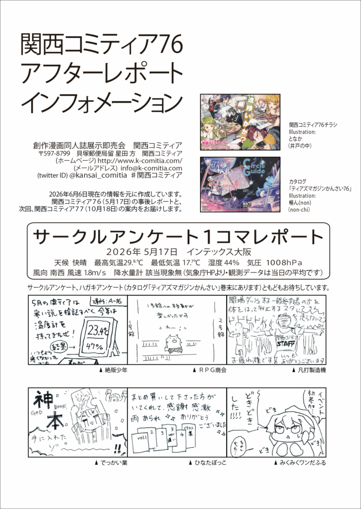 関西コミティア76アフターレポートインフォメーション01